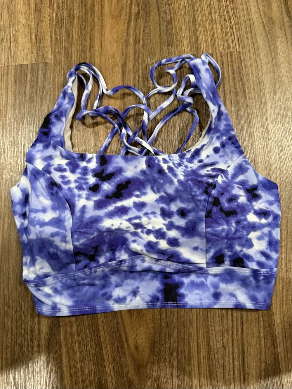 torrid Blue Tie-Dye Scoop Neck Active Bikini Top